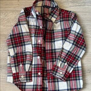 Janie and Jack Red, White, and Blue Plaid Button Down Shirt